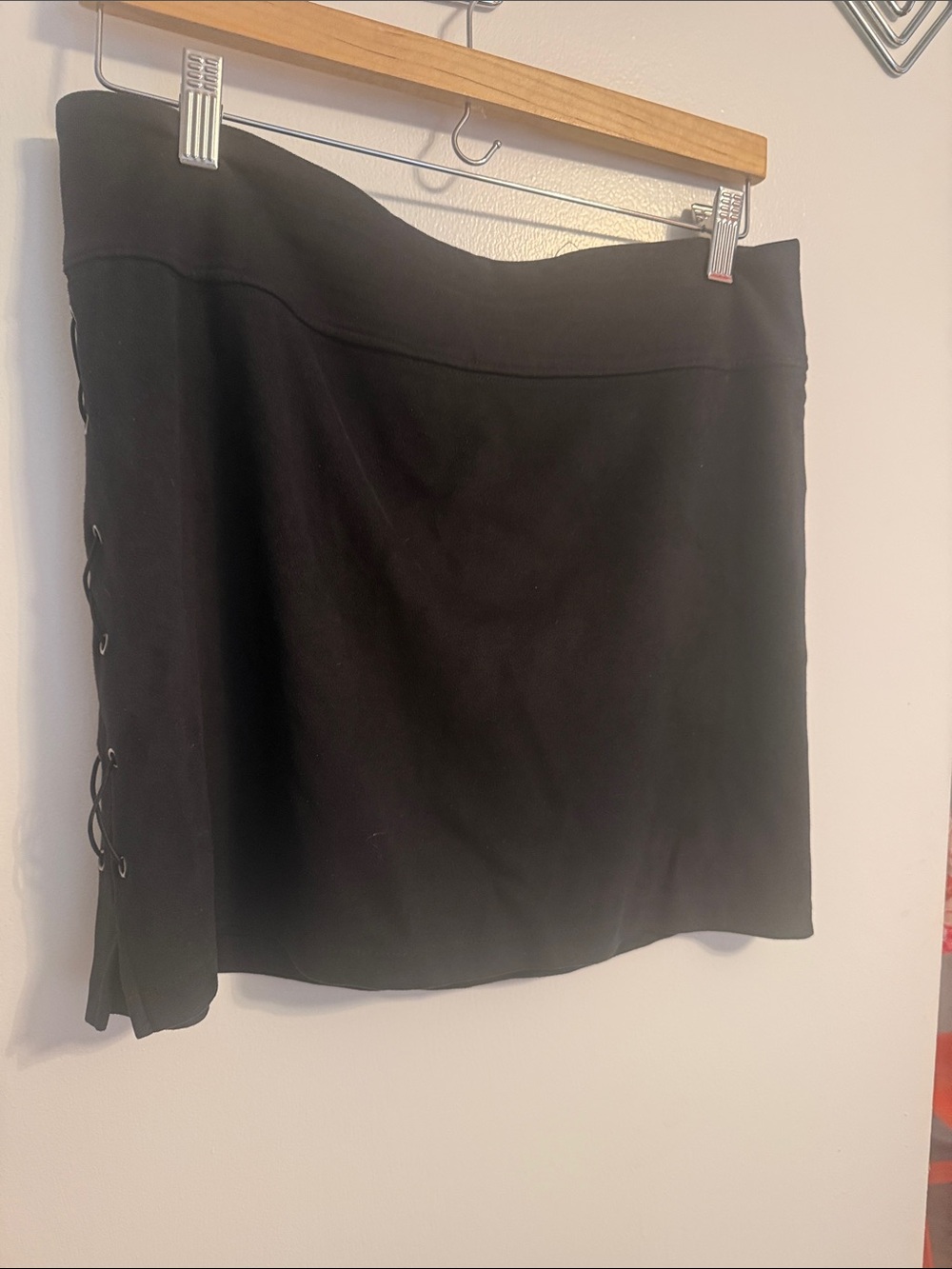 David Lerner Black Side-Lace Mini Skirt
